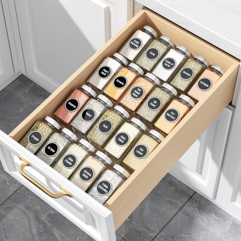 MIUKAA Clear Acrylic Spice Drawer Organizer, 4 Tier- 1 Set Seasoning Jars Drawers Insert, Kitchen Spice Rack Tray for Drawer/Countertop (Jars not included) - Image 1